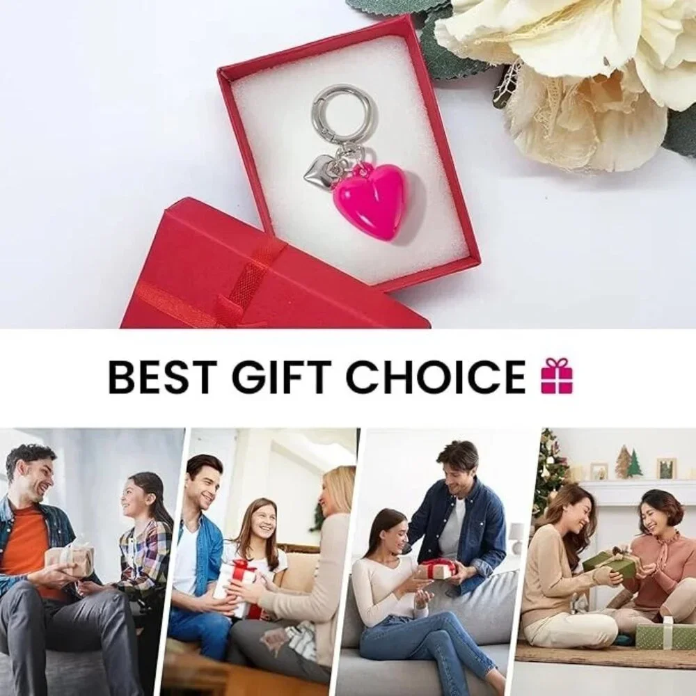 Sliver Keychain for Women, Cute Girls Heart Keychain, Pink Bag Charms Accessorie
